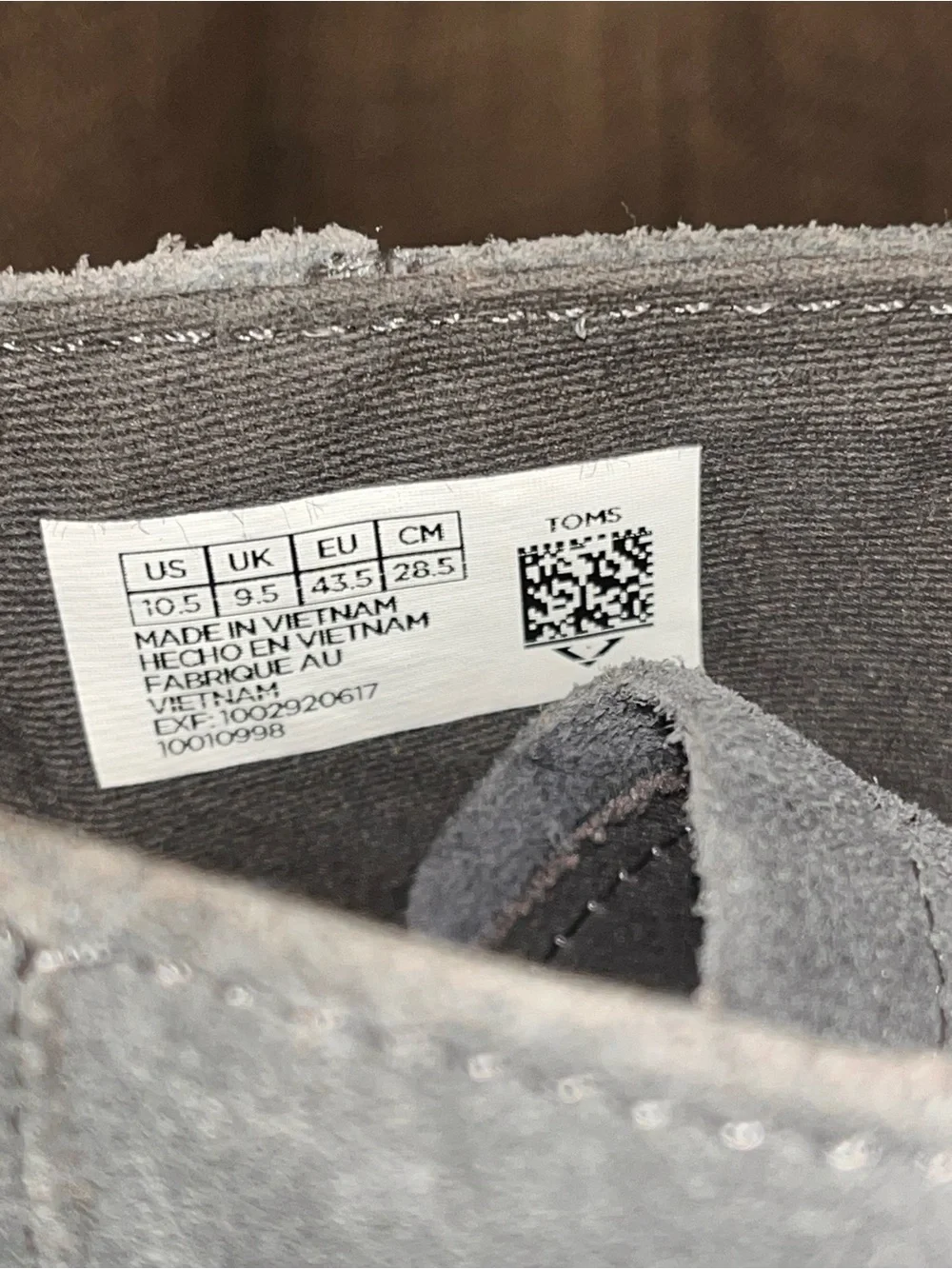 Toms Porter Men's Gray Suede Chukka Boots size 10.5
